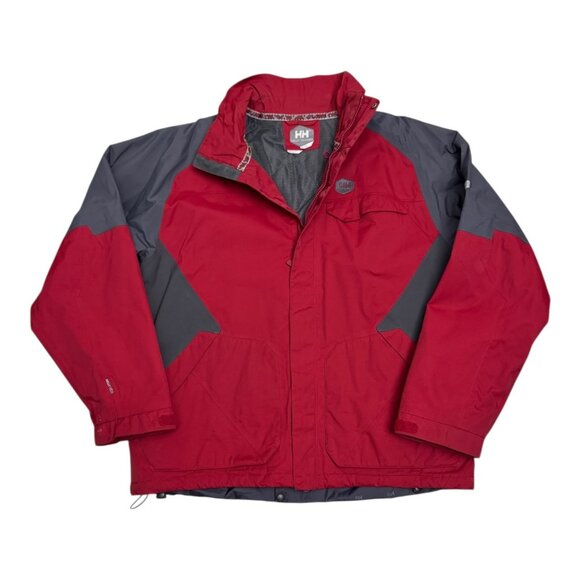 HELLY HANSEN Waterproof Snowboard Ski Red Y2K Winter Parka Jacket Mens XL - Picture 1 of 9